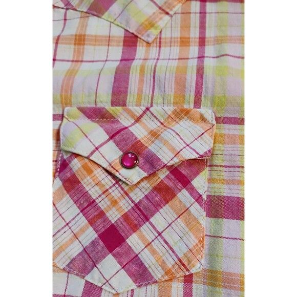 Wrangler Blues Women's Plaid Sleeveless Blouse With Pearl‎ Snaps, Size XL - Picture 4 of 6